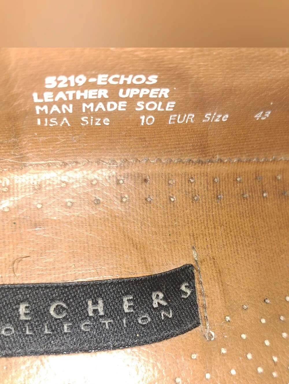 Vintage Skechers Echo Men’s Black Leather Laced Oxfords Made In Italy Size 10
